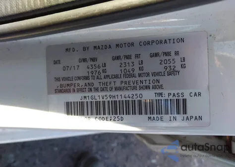 2017 Mazda Mazda6 Touring z USA, uszkodzony, nr VIN JM1GL1V59H1144250